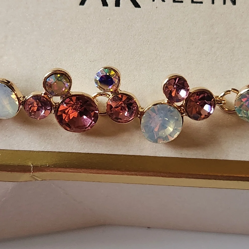 Anne Klein Bracelet Gold Tone Stones New